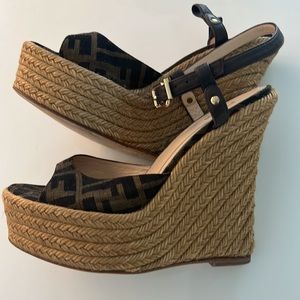 Fendi Zucca Espadrille Wedge Size 37